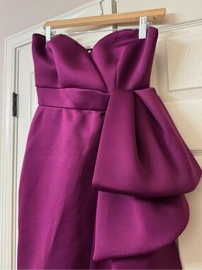 Va Va Voom Strapless Magenta Satin Cocktail Dress with Side Bow (MEDIUM)